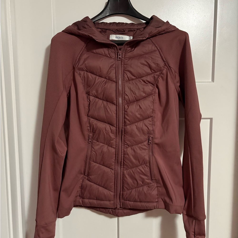 Ricki's Dusty Blush Hooded Quilted Hybrid Jacket
